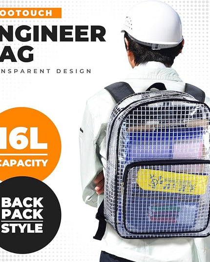 Engineer Bag -15.7 Inches Transparent Cleanroom Tool Backpack Simple Style (16 Liters)