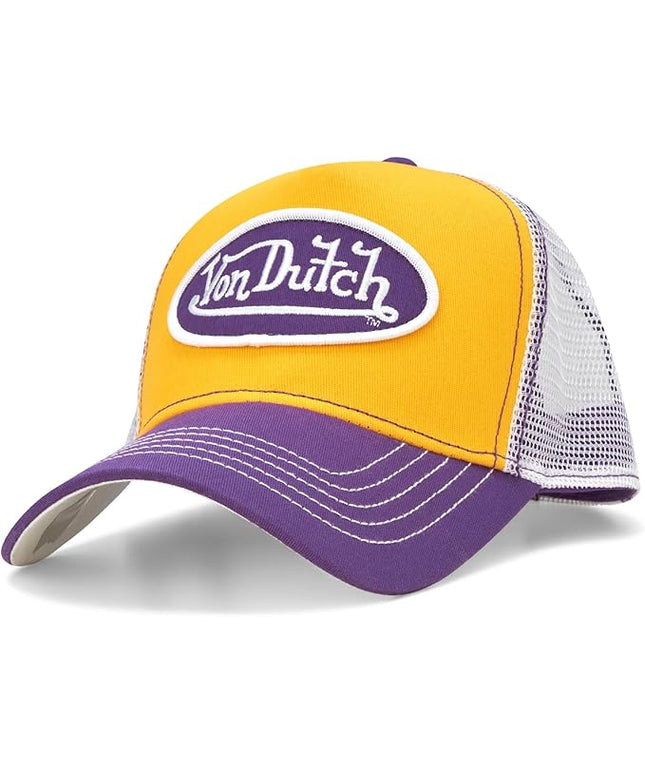 Von Dutch Unisex Trucker Hat - Curved Bill Mesh Back Retro Classic Adjustable Snapback Baseball Cap for Men and Women