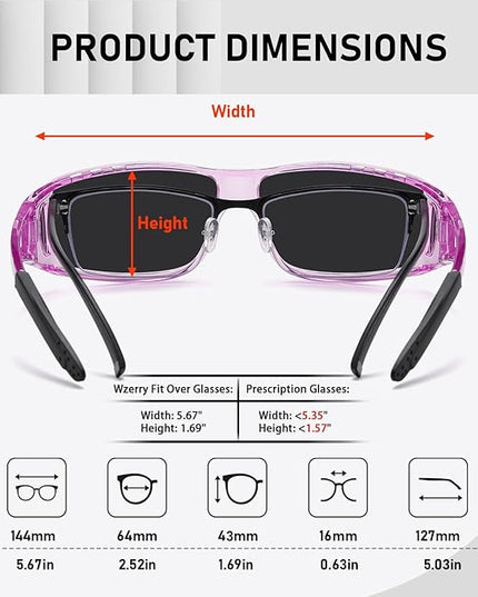 Wzerry Sunglasses Fit Over Glasses Polarized for Men Women, Wrap-Around Glasses UV400 Protection for Driving and Outdoor