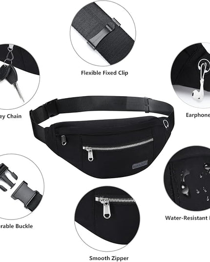 MAXTOP Large Crossbody Fanny Pack with 4-Zipper Pockets,Gifts for Enjoy Sports Festival Workout Traveling Running Casual Hands-Free Wallets Waist Pack Phone Bag Carrying All Phones