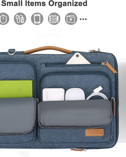 MOSISO 360 Protective Laptop Shoulder Bag,13-13.3 inch Computer Bag Compatible with MacBook, HP, Dell, Lenovo, Asus Notebook,Side Open Messenger Bag with 4 Zipper Pockets&Handle, Haze Blue