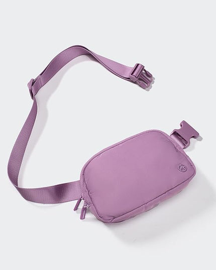 Pander Two Way Zipper Fanny Pack Nylon Everywhere Belt Bag for Women, Water Repellent Waist Packs, Crossbody Bags with Adjustable Strap (Light Purple).