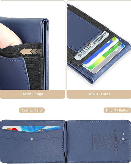 HiWe for MagSafe Wallet Stand with Find My, Anti-Lost Strongest Magnetic Wallet for iPhone 17/16/15/14/13/12 Series, 9 Cards Holder, Leather RFID, Navy Blue
