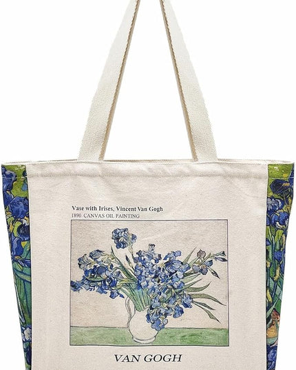 BROADREAM Aesthetic Canvas Tote Bag for Women, Vintage Reusable Book Tote Bag with Inner Zipper Pocket