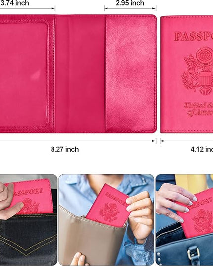 Eoehro Passport Holder for Travel Essentials-2Pack, Passport Wallet Cover Case for Travel Must Haves Accessories,Passport Book Holders for Women and Men