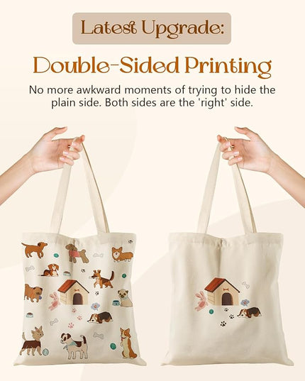 Canvas Tote Bag with Pockets - Aesthetic Reusable Totes for Women Ladies Cute Printed Cloths Canvas Shoulder Bag