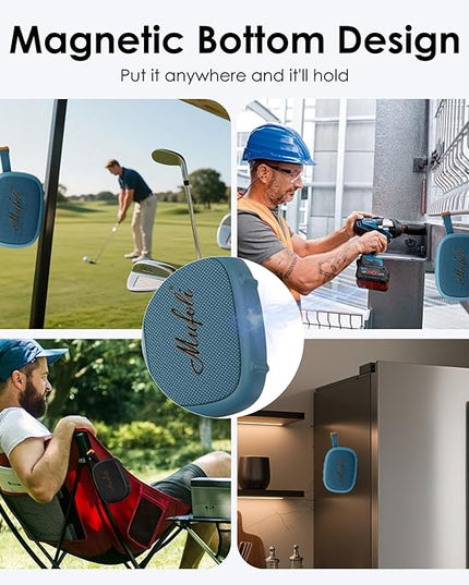 Magnetic Bluetooth Speaker, Mini Portable Speaker, Up to 15H Playtime, IP67 Waterproof and Dustproof, Powerful Sound, for Indoors and Outdoors, Hiking(MF16-BL)
