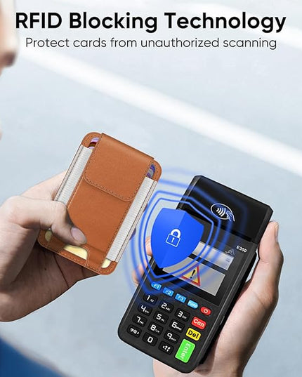 FINPAC MagSafe Wallet, Magnetic Card Wallet Holder for iPhone 17/16/15/14/13/12 Series, Safe RFID Blocking Slim Leather 6 Card Holder for Women Men