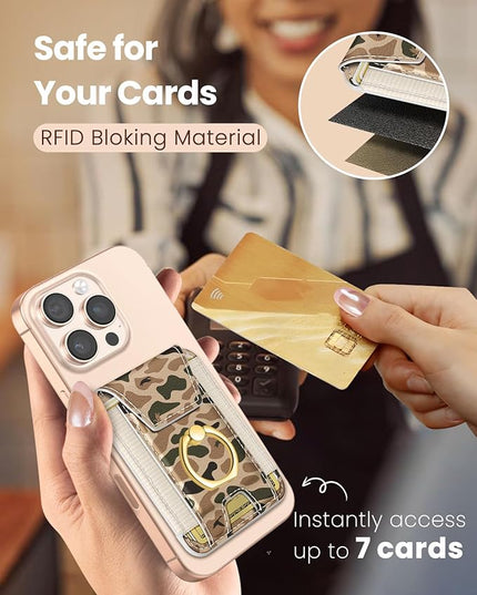 Shorogyt Compatible with Magsafe Wallet with Ring Grip Magnetic Card Holder - Cute Phone Wallets with Stand for iPhone 17/16/15/14/13/12 Series for Women Girls Duck Design, Fit 7 Cards
