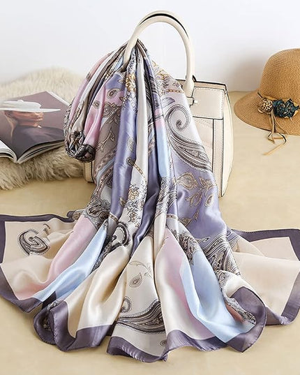 Fashion Scarves Scarf 100% Silk Feeling Scarf Silk Like Scarves Long Lightweight Sunscreen Shawls for Women