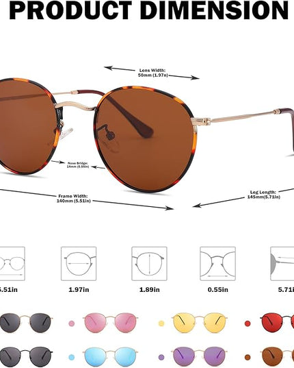 Pro Acme Small Round Metal Polarized Sunglasses for Women Retro Designer Style