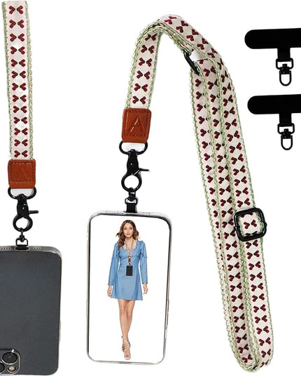 Adjustable Lanyard for Phone, Camera, Name Tags, ID card, Keychain and Wristlet Straps with 2 phone pads(Black)