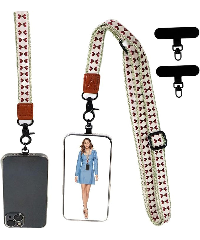 Adjustable Lanyard for Phone, Camera, Name Tags, ID card, Keychain and Wristlet Straps with 2 phone pads(Black)