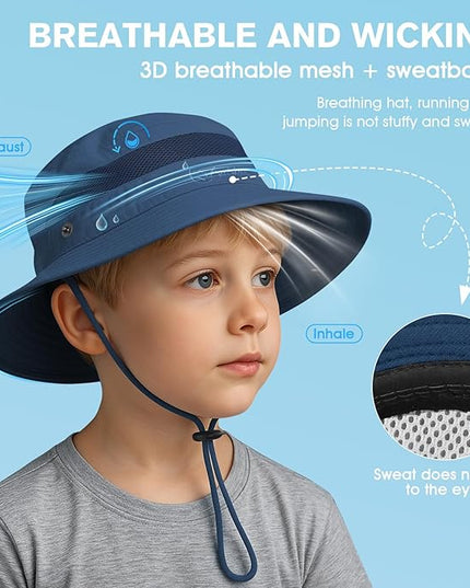 Century Star Outdoor Kids Sun Hat UPF 50+ Quick Dry Adjustable Bucket Hat Windproof Waterproof Beach Fishing Safari Hat
