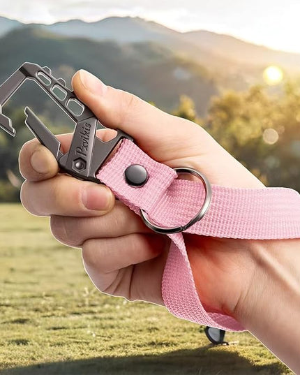 Metal heavy duty key chain carabiner clip bottle opener wrist lanyard ring car key fob unisex for men and women