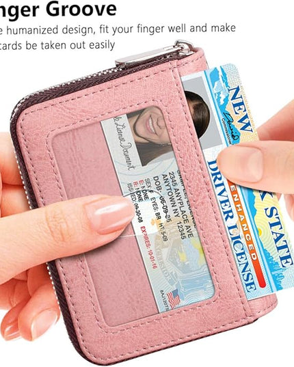 FurArt Zipper Wallet Women, RFID Blocking Credit Card Wallet, Business Card Holder, Compact Size KeyChain Wallet