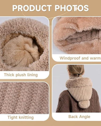 3 in 1 Beanie Hat with Scarf and Mask, Upgrade 3 in 1 Beanie Hat For Women, Fall Winter Warm Knitted Ski Scarf and Mask Set