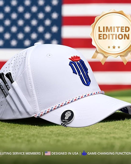 NJF Golf™ Hat Men - Breathable Mens Golf Hats, Adjustable Rope Snapback Cap, Convenient Cap with Tee Holder