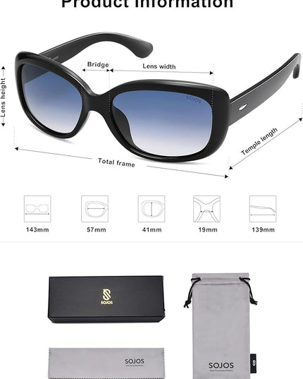 SOJOS Vintage Square Sunglasses for Women Polarized UV Protection Havana Frame SJ2111