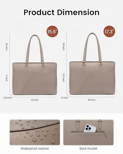 LOVEVOOK Laptop Bag for Women,15.6 Inch Work Teacher Bags Leather Tote Bag Briefcase Waterproof Computer Bag for Women,Nude