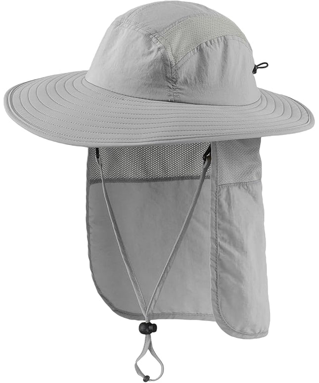Home Prefer UPF 50+ Mens Wide Brim Fishing Hat with Neck Flap Sun Hat for Men Women Sun Protection Cap
