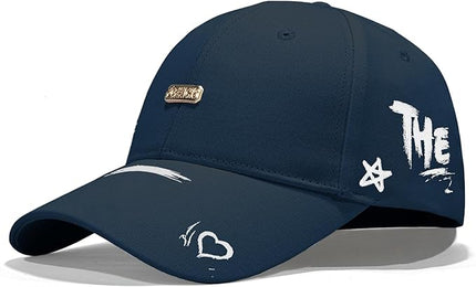 Trendy Unisex Graffiti Baseball Cap, Adjustable Cotton Baseball Cap for Men & Women, Athletic Streetwear Hat