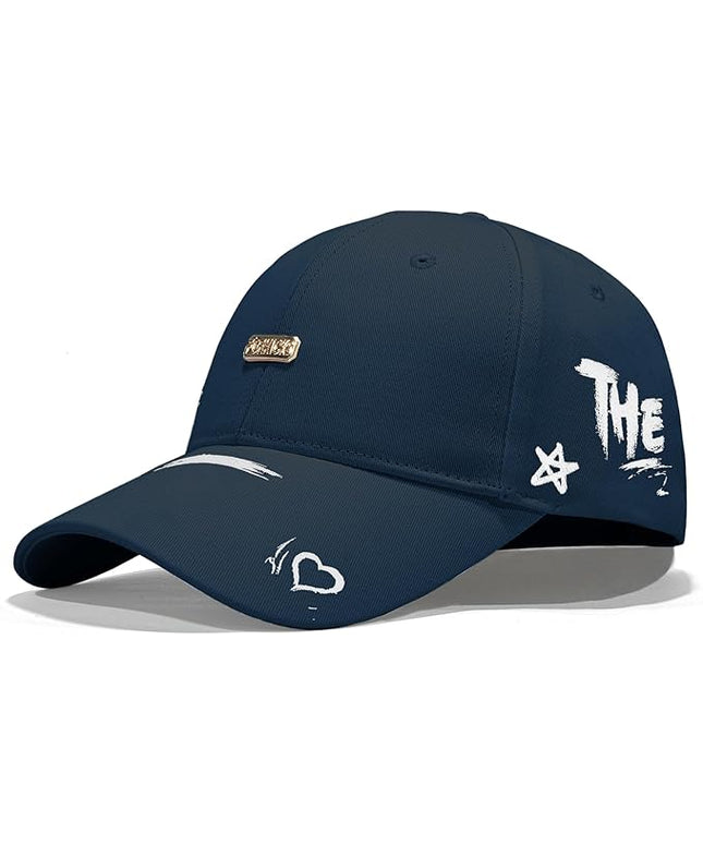 Trendy Unisex Graffiti Baseball Cap, Adjustable Cotton Baseball Cap for Men & Women, Athletic Streetwear Hat