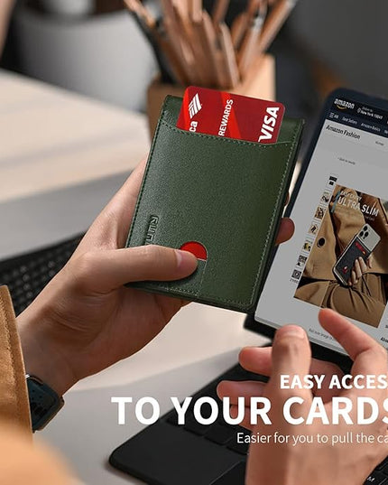 RUNBOX Wallet for Men Slim 11 Credit Card Holder Slots Leather RFID Blocking Small Thin Men's Wallet Bifold Minimalist Front Pocket Large Capacity Gift Box