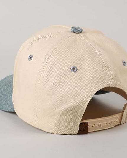 MIRMARU Two-Tone Vintage Canvas Trucker Hats for Men & Women, Adjustable Size Baseball Caps with Trendy Embroidered Design