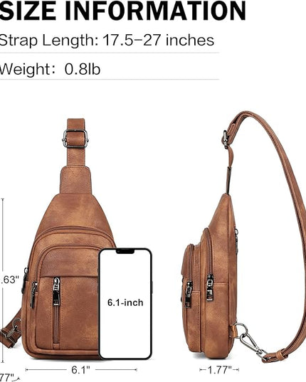 MASINTOR Sling Bag for Women - Crossbody Bags Fanny Pack with Vegan Leather - Adjustable Sling Backack for Travel