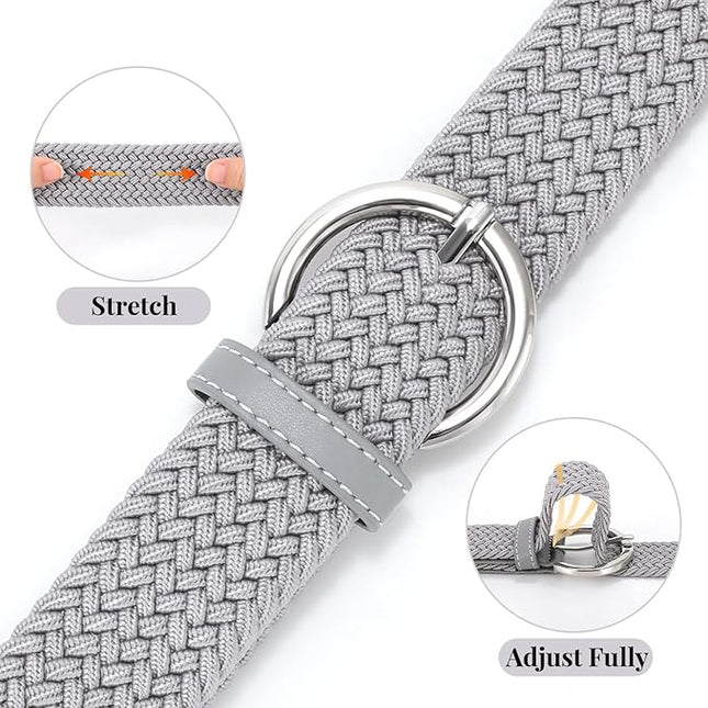 JASGOOD Women Men Braided Woven Elastic Stretch Belt Golf Canvas Casual Belt for Jeans Pants