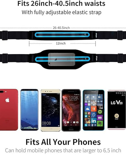 Running Belt Fanny Pack, Running Waist Pack for Women & Men USA Patented Hands-Free Reflective Runner Pouch Belt Fitness Workout Bag No-Bounce Adjustable Sport Travel Fanny Pack Cell