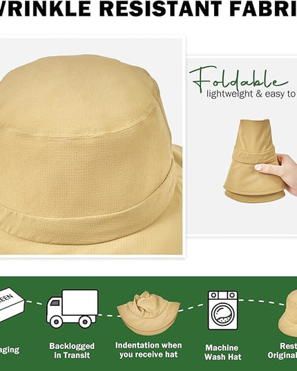 Sukeen Bucket Hat, Waterproof, Skin-Friendly, Shields Neck, Quick-Dry, Breathable, Hat for Fishing, Travel hat