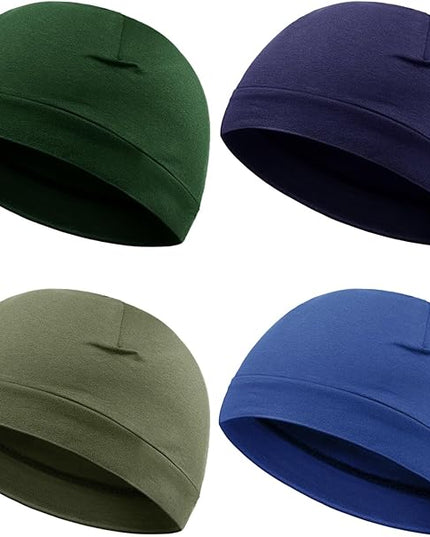 Syhood 4 Pcs Cotton Skull Caps for Men Women Breathable Beanie Thin Sleep Hat Night Running Cap Helmet Liner for Cycling Gym