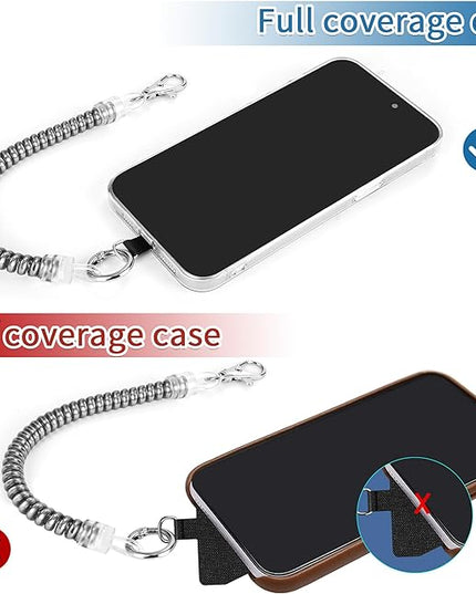 Doormoon 2* Phone Lanyard Tether with 4* Patch, iPhone Lanyard Anti Theft Phone Strap for Outdoor Hiking Climbing, Silver