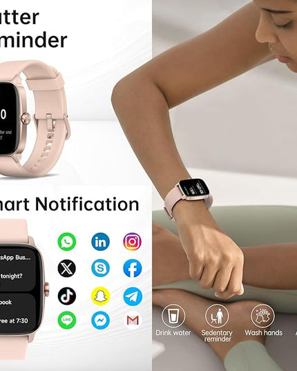 Smart Watches for Women Men with Bluetooth Call & AI Voice, 1.85" HD Fitness Tracker with Heart Rate SpO2 Sleep Monitor, 100+ Sports Modes,Mini Games, IP68 Waterproof Smartwatch for Android iOS Phones