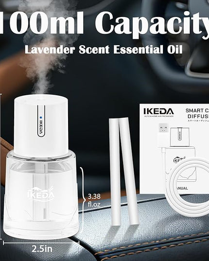 Smart Car Air Freshener,100ml Essential Oil Mist Aroma Machine, 3 Mode Mini Small Scent Spray for Truck & Car with Touch Switch, Automotive Aroma Diffuser for Gift(White, Milk-Aromas)
