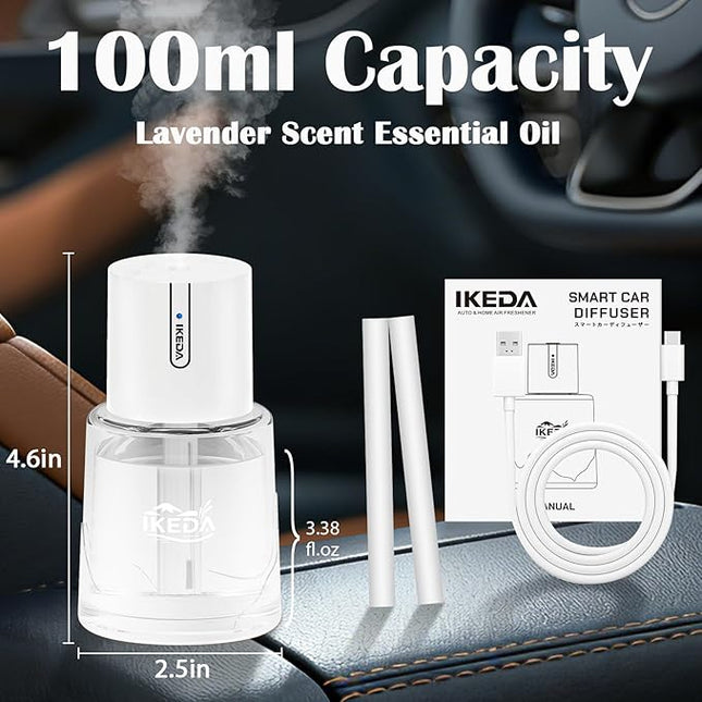 Smart Car Air Freshener,100ml Essential Oil Mist Aroma Machine, 3 Mode Mini Small Scent Spray for Truck & Car with Touch Switch, Automotive Aroma Diffuser for Gift(White, Milk-Aromas)