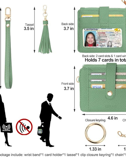 COOLANS Silicone Bracelet Wristlet Wallet Credit Card Holder RFID,ID Window,Key Ring Tassel,Slim Wallet Women Keychain Purse