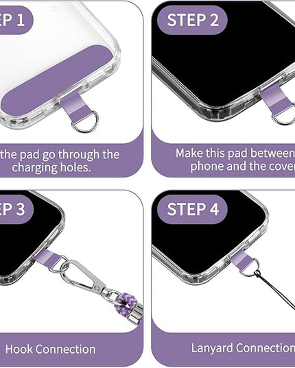 CACOE Phone Lanyard 2 Pcs-1 Pcs Adjustable Neck Strap, 1 Pcs Wrist Strap, 2 Pads, Universal Crossbody Multifuctional Cell Phone Lanyards Compatible with Most Smartphones(Purple Blue)