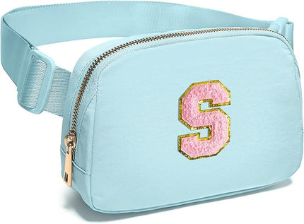 Gitus Gifts for 7 8 9 10 11 Year Old Girls Belt Bag Fanny Pack Crossbody Bags with Initial Letter Patch Birthday Gifts for Daughter Sister Friends Teen girls (Icing Blue-S)