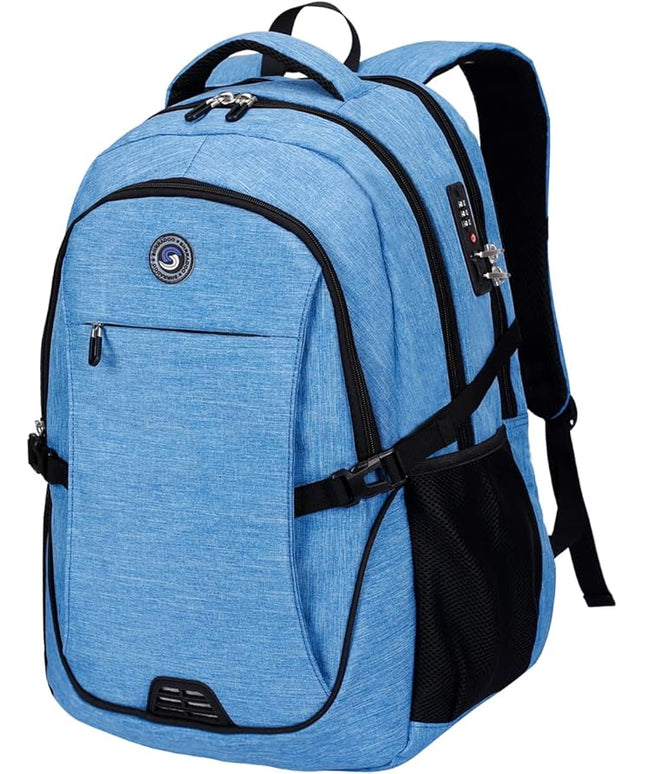 SHRRADOO Anti Theft Laptop Backpack Travel Backpacks with usb Charging Port for Women Men High School College Backpack Computer Bag Fits 17 Inch Laptop,Sky Blue