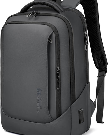 hk Laptop Backpack for Men with USB Charging Port Water-Resistant for 15.6 Inch Computer Bag Durable High-Tech Daypack Casual Backpack for Business Work College Weekender Travel- Dark Grey
