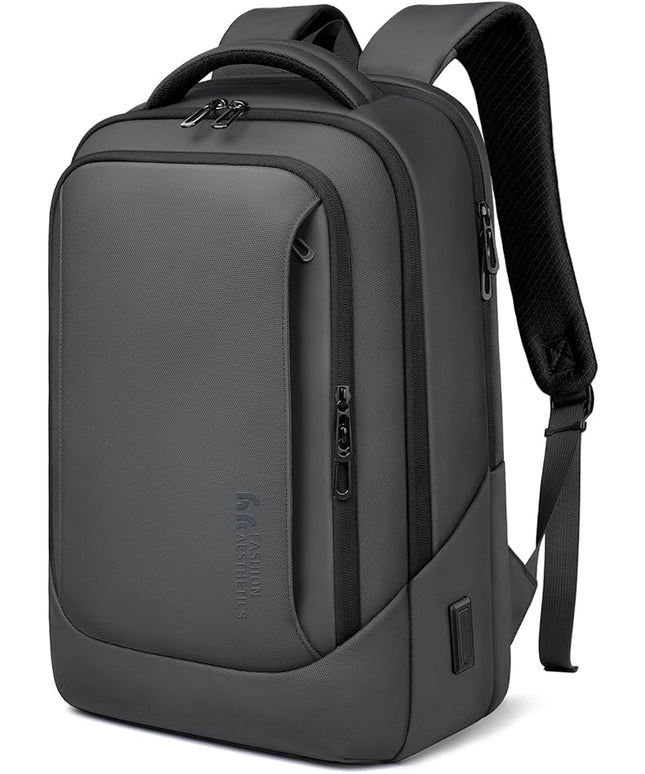 hk Laptop Backpack for Men with USB Charging Port Water-Resistant for 15.6 Inch Computer Bag Durable High-Tech Daypack Casual Backpack for Business Work College Weekender Travel- Dark Grey