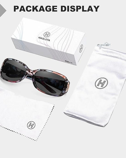 HAOLOTA Women's Polarized Sunglasses - Fashionable Wraparound Butterfly Design with UV400 Protection