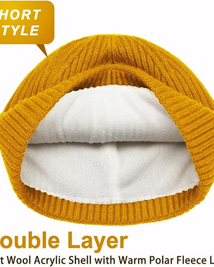 ROYBENS Swag Wool Knit Cuff Short Fisherman Beanie for Men Women, Winter Warm Hats