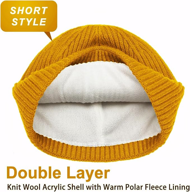 ROYBENS Wool Fisherman Beanie for Men Women, Knit Cuffed Fleece Lined Beanies Winter Warm Hat Skull Cap Unisex