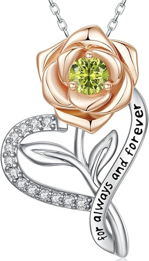 LAVALE Heart Birthstone Necklace for Women, Ideal Anniversary Birthday Gifts for Women Wife Girlfriend Her, Amazing Valentine's day Gift for Mom Women