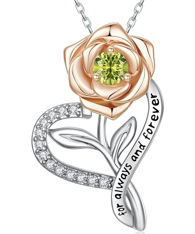 LAVALE Heart Birthstone Necklace for Women, Ideal Anniversary Birthday Gifts for Women Wife Girlfriend Her, Amazing Valentine's day Gift for Mom Women