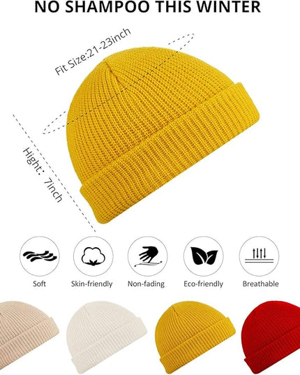 SATINIOR 4 Pieces Trawler Beanie Watch Hat Roll up Edge Skullcap Fisherman Beanie Unisex